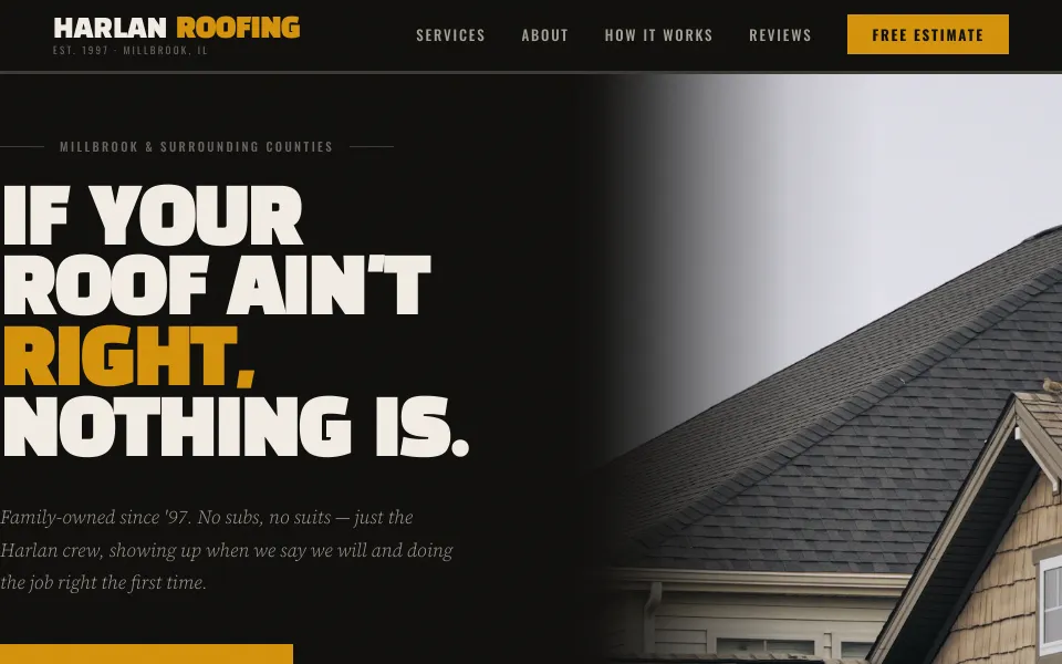 Harlan Roofing website preview